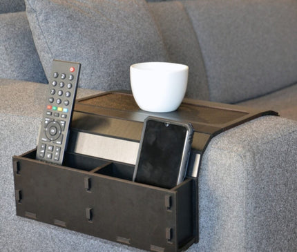 Sofa Tray Table - Remote Control and Cellphone Organizer Holder