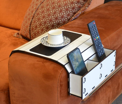 Sofa Tray Table - Remote Control and Cellphone Organizer Holder