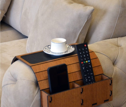 Sofa Tray Table - Remote Control and Cellphone Organizer Holder