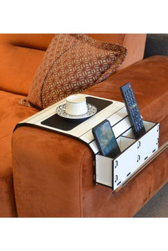Sofa Tray Table - Remote Control and Cellphone Organizer Holder