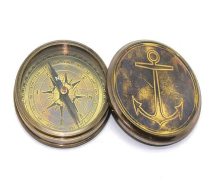 Magnetic Compass Bronze Gift Boat Marine Anchor Navigation Sailor Seafarer Compass For Pocket 8 CM