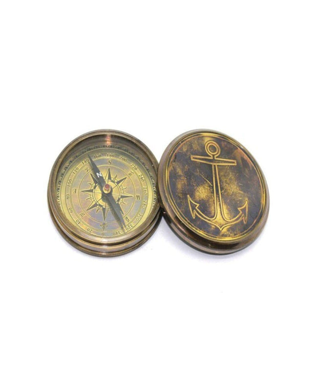 Magnetic Compass Bronze Gift Boat Marine Anchor Navigation Sailor Seafarer Compass For Pocket 8 CM