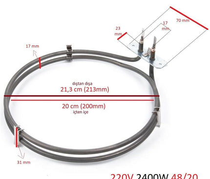 Turbo heater 462900010 2400W Arcelik ARF9310F Beko BK6340N Resistance Spare part Accessory