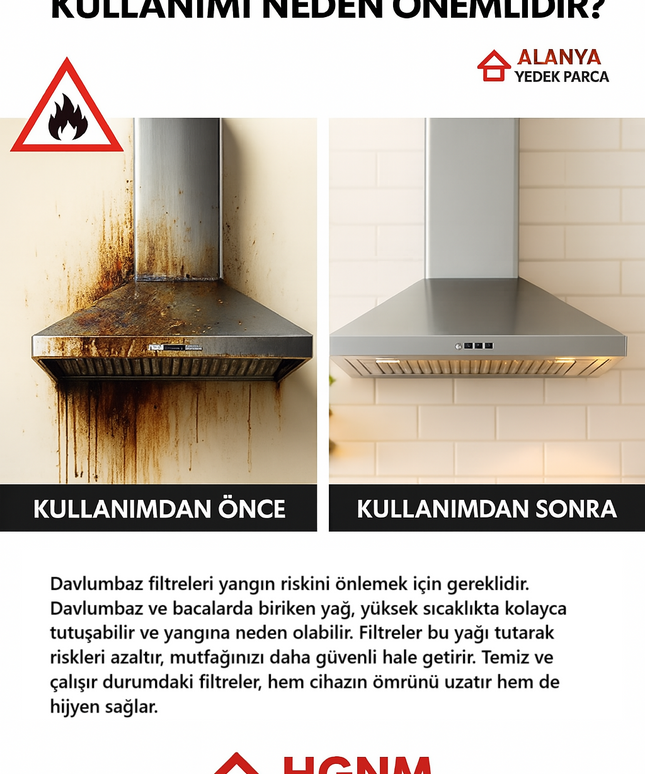 00660223 Davlumbaz Yağ Filtresi 515x166 mm (51,5x16,6 cm) – 50271563004 Uyumlu Metal Filtre