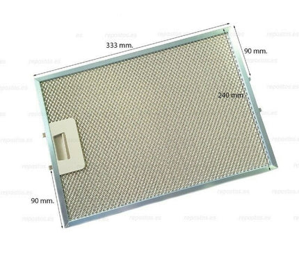 YY87X6378 Davlumbaz Filtresi, 333×238 mm, Brandt, De Dietrich, Fagor, Sauter ve Thomson için Metal Yağ Filtresi